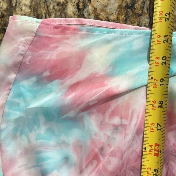 Adrienne Tie Front Watercolor Tie Dye Boho V-neck Blouse Top Size L - Picture 7 of 7